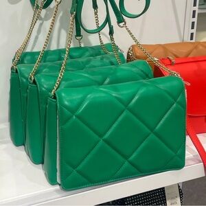 Green Quilted Crossbody Bag